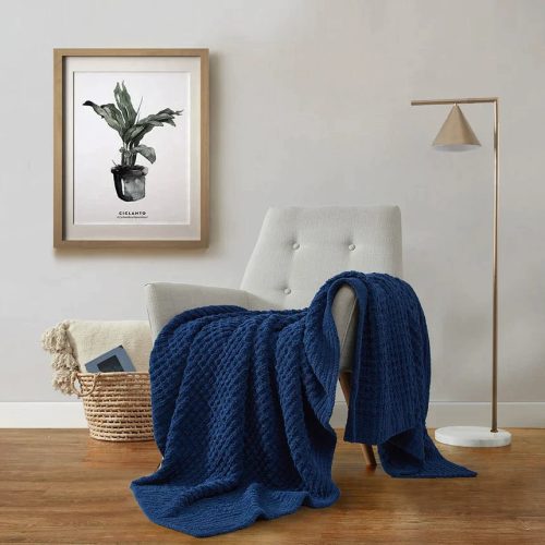 Snug Waffle Throw Navy 3