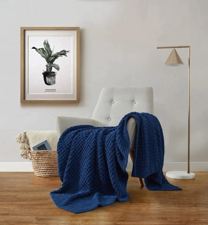 Snug Waffle Throw Navy 3